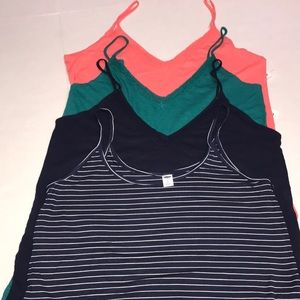 Old Navy Sz L Cami Tank Navy Stripe Coral DarkTeal